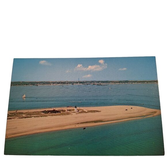 Postcard Aerial View Of Long Point Light Cape Cod Massachusetts Chrome Unposted - Picture 1 of 2